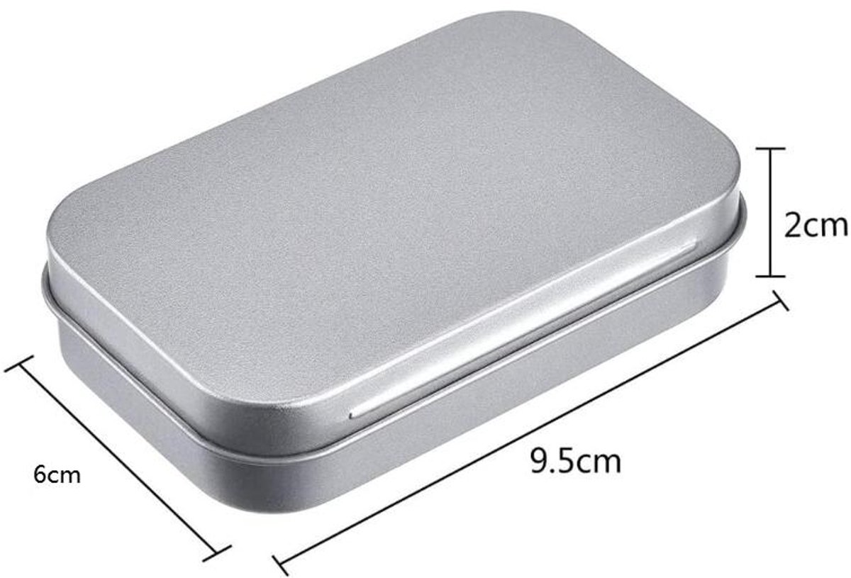 Mini Tin Cans - Pack of 3 - Storage Box - Metal - Hinged Tin Can - With Lid - Rectangular Tin Can - Mini Portable Box - Suitable for Home