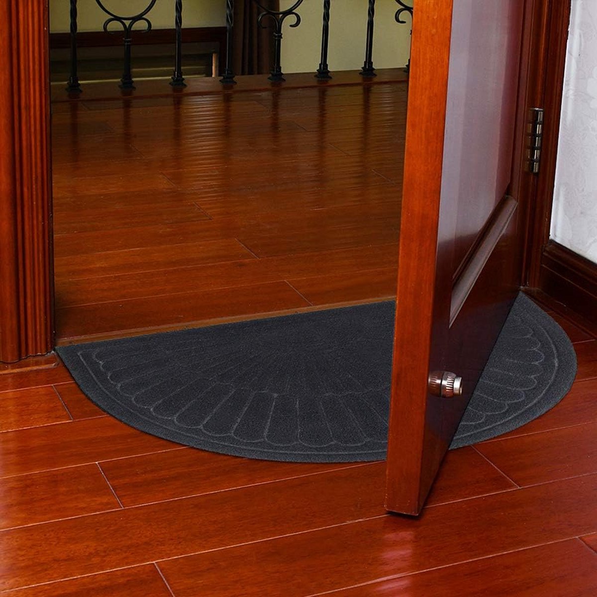 Rubber doormat - Semi-circular - Outdoor Anti-slip Washable Doormat - Rain - Outdoor - Indoor doormat - Dark gray - Drying mat - 60 * 90 cm - cleaning mat - outdoor - hall - balcony