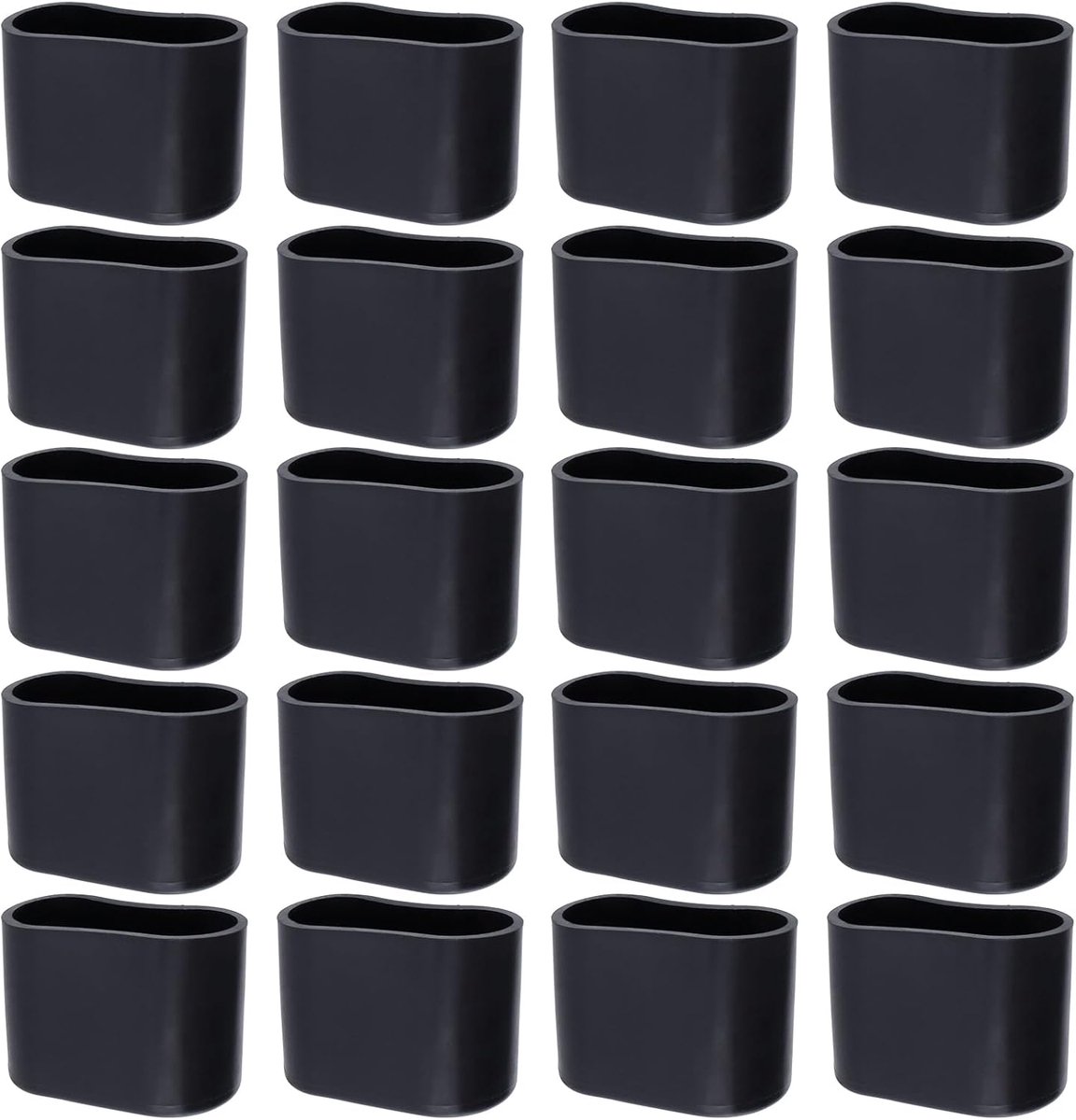 Chair Leg Caps - 20 Pieces - Chair Leg Protectors - PVC - Oval Furniture Leg Protectors - Floor Protectors - Furniture Protectors - Suitable for Furniture Protection - 16mm x 34mm - Black