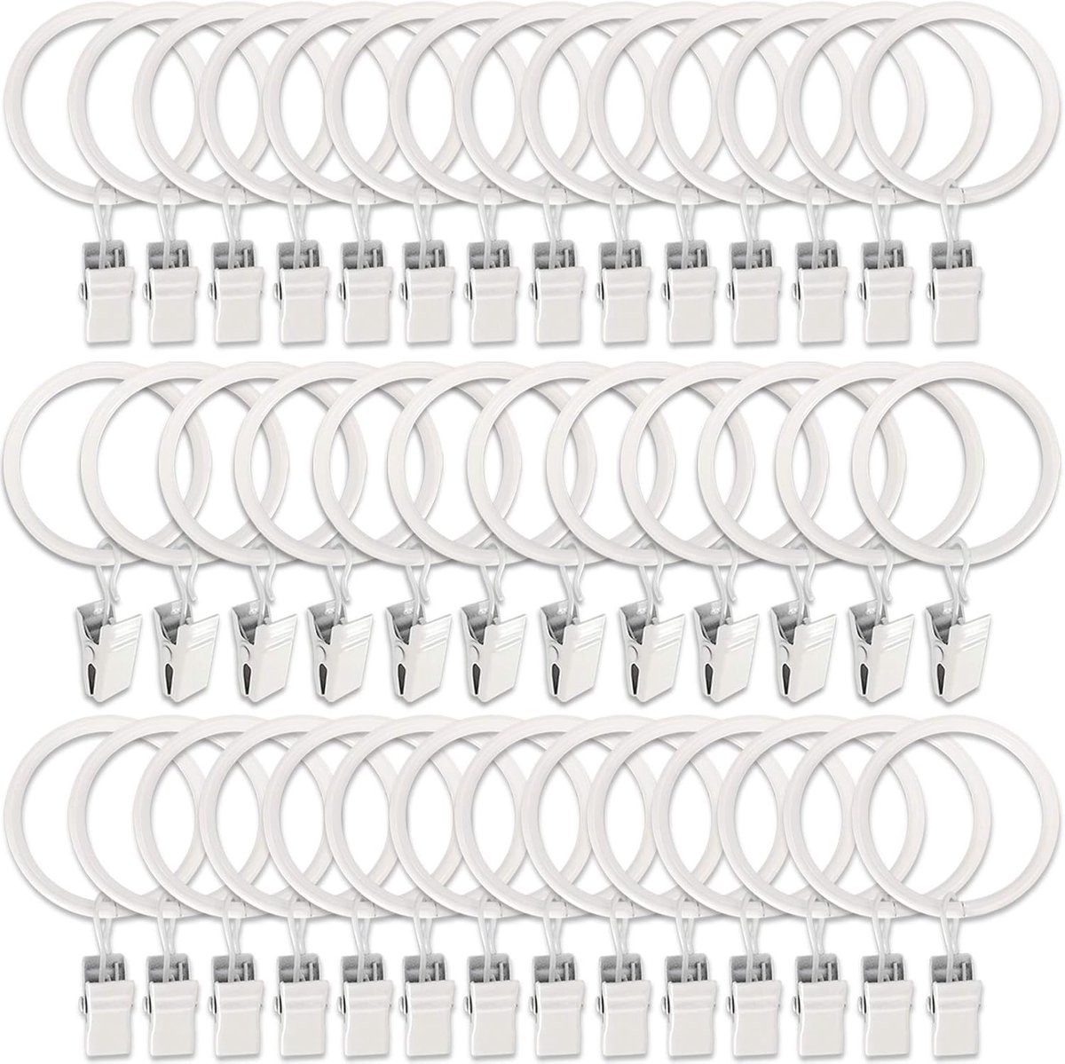 Curtain rings - 45 pieces - Inner diameter 3.8CM - White - Curtain clips for curtain rods - Metal clamps with clip - Hooks for shower curtains Curtain rings - 45 pieces - Inner diameter 3.8CM - White - Curtain clips for curtain rods - Metal clamps with clip - Hooks for shower curtains