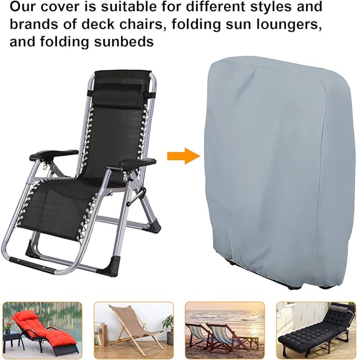 Waterproof Chair Cover - 2 Pieces - Garden Chair Cover - Protective Cover for Garden Furniture - Cover for Folding Chairs - Garden Furniture Cover - Garden Chair Cover - 71x20/34x110cm - For Outdoor Use in the Garden