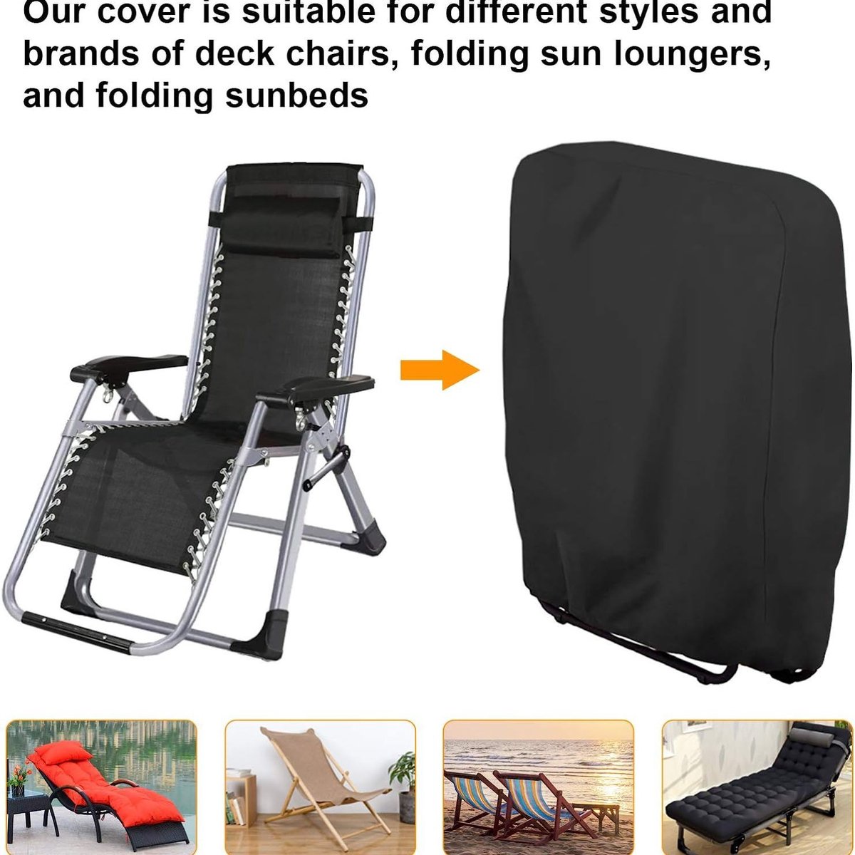 Waterproof Chair Cover - Set of 2 - Garden Chair Cover - Protective Cover for Garden Furniture - Waterproof Chair Cover - Cover for Folding Chairs - Garden Furniture Cover - Garden Chair Cover - 71x20/34x110cm - For Outdoor Use in the Garden