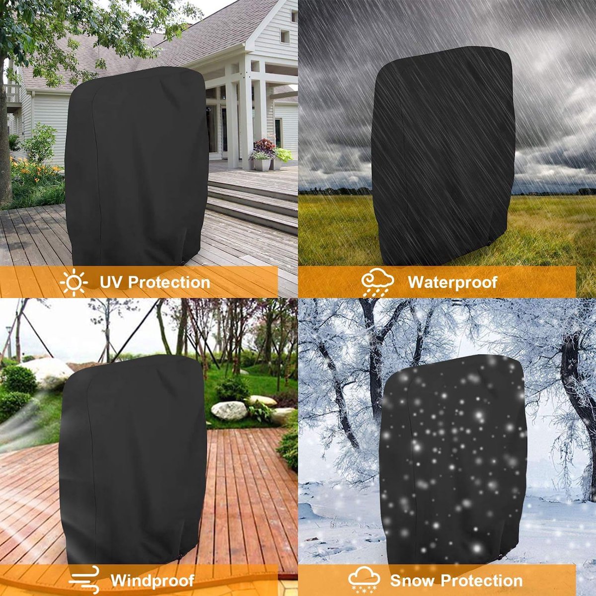 Waterproof Chair Cover - Set of 2 - Garden Chair Cover - Protective Cover for Garden Furniture - Waterproof Chair Cover - Cover for Folding Chairs - Garden Furniture Cover - Garden Chair Cover - 71x20/34x110cm - For Outdoor Use in the Garden