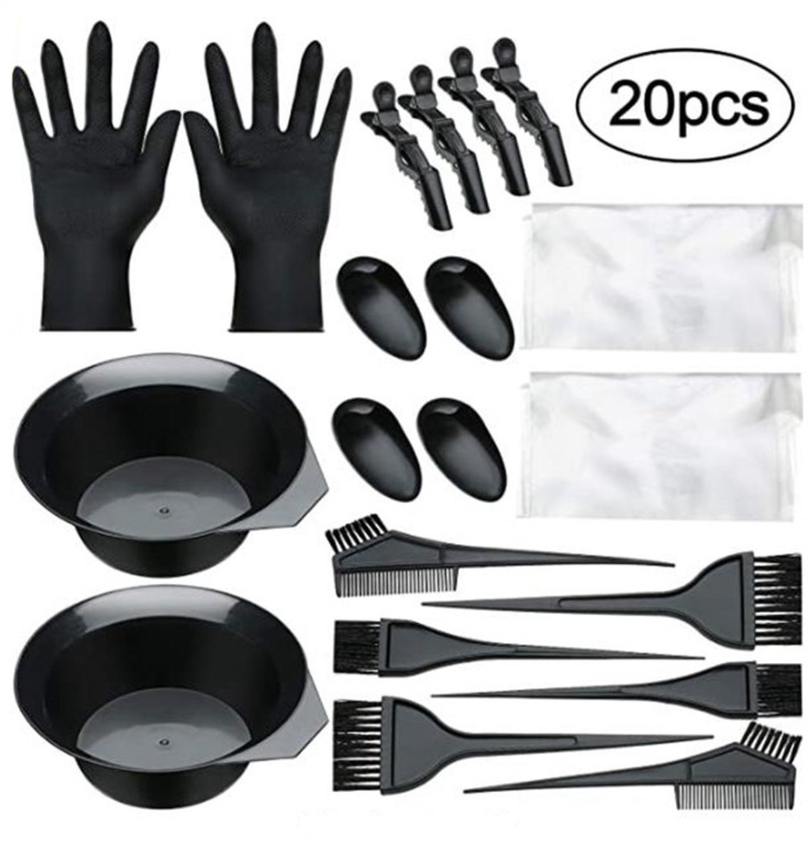 Hair Dye Set - 20-Piece - Paint Brush - Hair Dye Brushes - Brush + Tray + Gloves - Hair Dye Supplies - Hair Dye Starter Kit - Hairdressing Products - Hairdressing Accessories