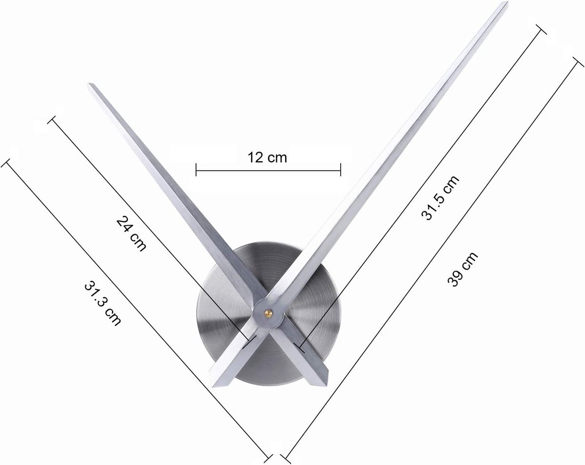Quartz Clock - Buy and Replace New Loose Clockwork - High Torque - Long Hands Clockwork - With 12cm Disc - Silver - Metal - Hour Hand Replacement Clockwork - For Living Room Decoration