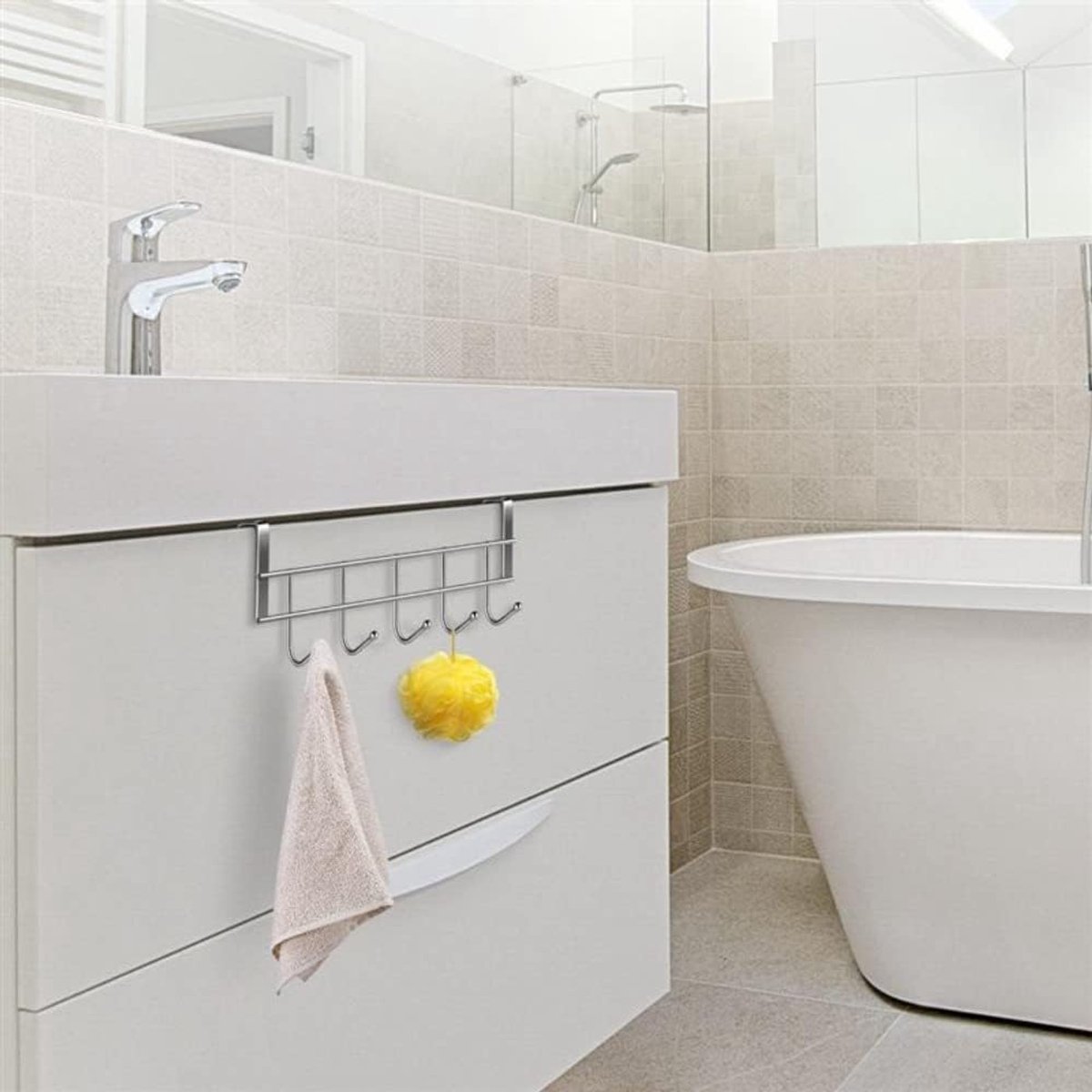 Door Coat Rack with 5 Hooks - Coat Rack on the Door - Clothes Rack - Towel Holder on the Door - For Clothes