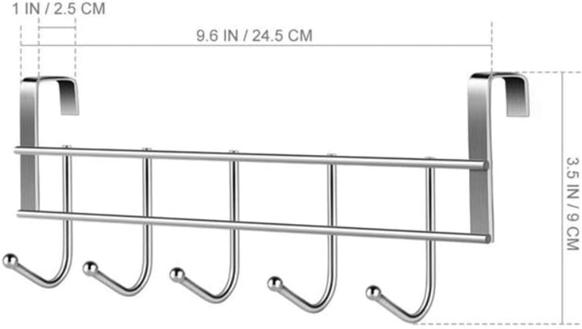 Door Coat Rack with 5 Hooks - Coat Rack on the Door - Clothes Rack - Towel Holder on the Door - For Clothes