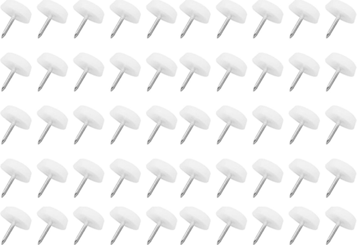 50 pieces - Chair leg protectors - Floor gliders - Floor protector - Chair leg protectors - Furniture gliders - with nail - 20mm - for table chair legs - white - plastic - Round - Floor and furniture protection - Chair parts - Anti-scratch 50 pieces - Chair leg protectors - Floor gliders - Floor protector - Chair leg protectors - Furniture gliders - with nail - 20mm - for table chair legs - white - plastic - Round - Floor and furniture protection - Chair parts - Anti-scratch