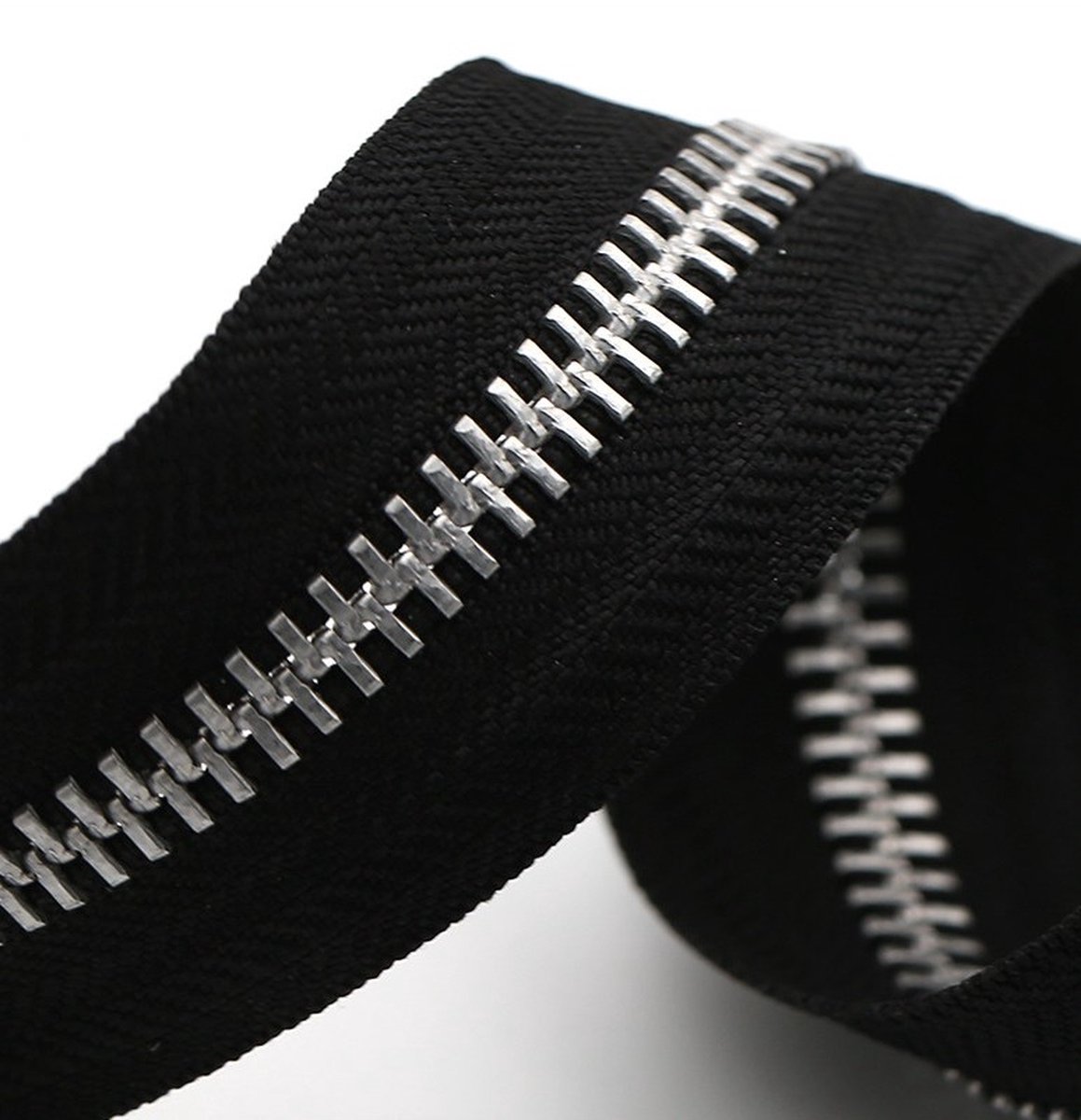Zipper - Pack of 2 - Two-way zipper - Double slider - Divisible - Silver teeth - Black