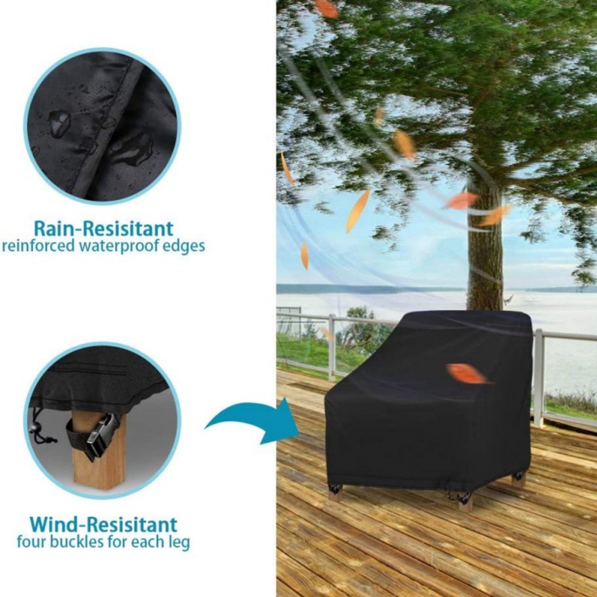 Waterproof Chair Cover - Set of 2 - Garden Chair Cover - Protective Cover for Garden Furniture - Garden Furniture Cover - Garden Chair Cover - 96 x 79 x 74 cm - For Outdoor Use in the Garden