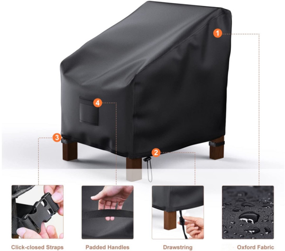 Waterproof Chair Cover - Set of 2 - Garden Chair Cover - Protective Cover for Garden Furniture - Garden Furniture Cover - Garden Chair Cover - 96 x 79 x 74 cm - For Outdoor Use in the Garden