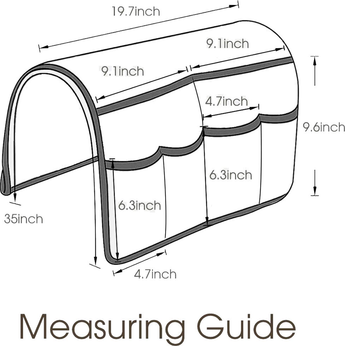 Bed and sofa organizer - Storage - Storage bag - Bed storage - Sofa storage - Bed storage bag - Bedside pocket storage bag gray - Magazine holder - Sofa chair couch - Armrest organizer - 50*90cm