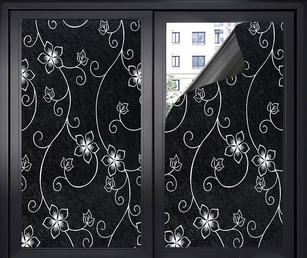 Window Film - Blackout Window Film - Blackout Window Film - Sun Protection - Anti-glare - Adhesive Window Film - Blackout Cloth - Black - Including scraper - Easy installation - Window sticker - 45x100cm - Supplied with self-adhesive backing - C