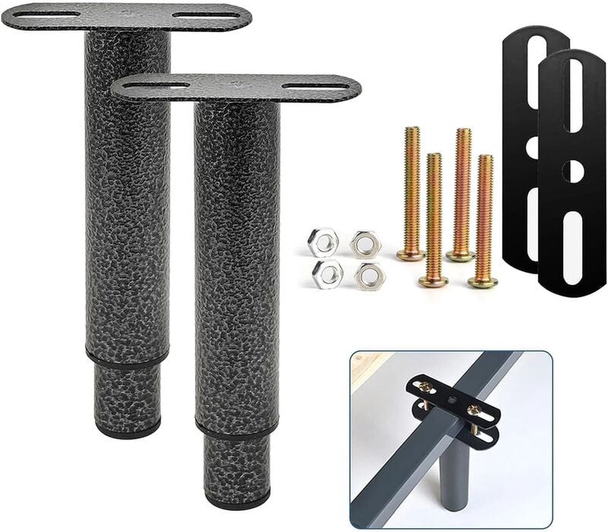Bed frame support leg - bed legs - box spring legs - 2 pieces - 18 to 33 cm - iron - gray - adjustable furniture leg - retractable - for slatted bases