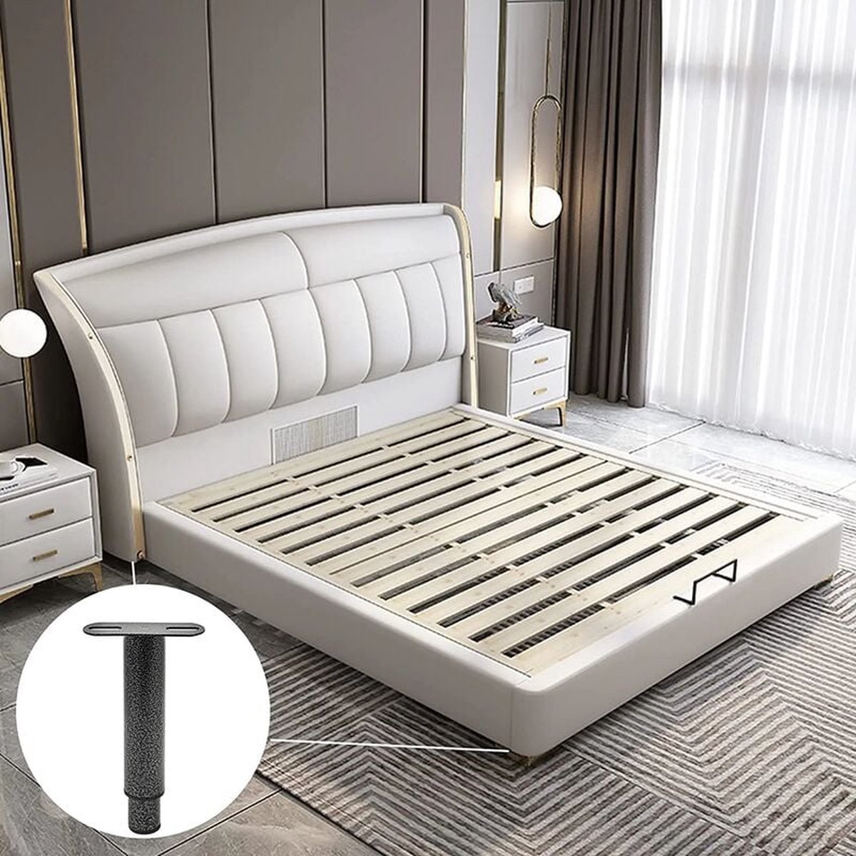 Bed frame support leg - bed legs - box spring legs - 2 pieces - 18 to 33 cm - iron - gray - adjustable furniture leg - retractable - for slatted bases
