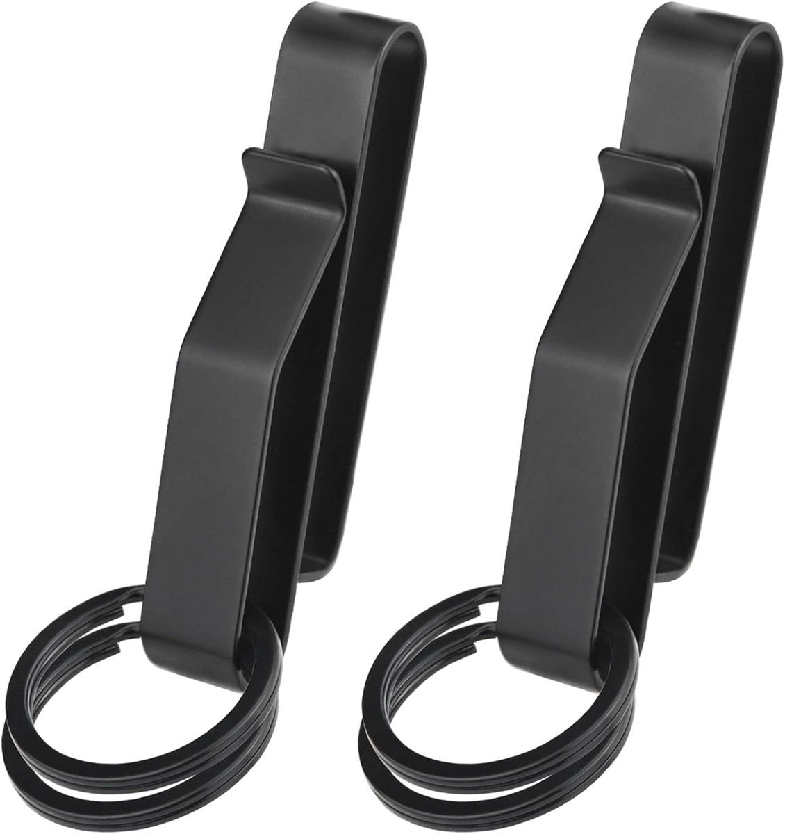 Keychain - 2 Pieces - Belt Keychain - Tactical Keychain - Duty Belt Keychain - Key Clip - Key Ring - Belt Clip - With Keyrings - Stealth Belt Loop Keychain Holder - 7.3*1.2*2.3 cm - Black