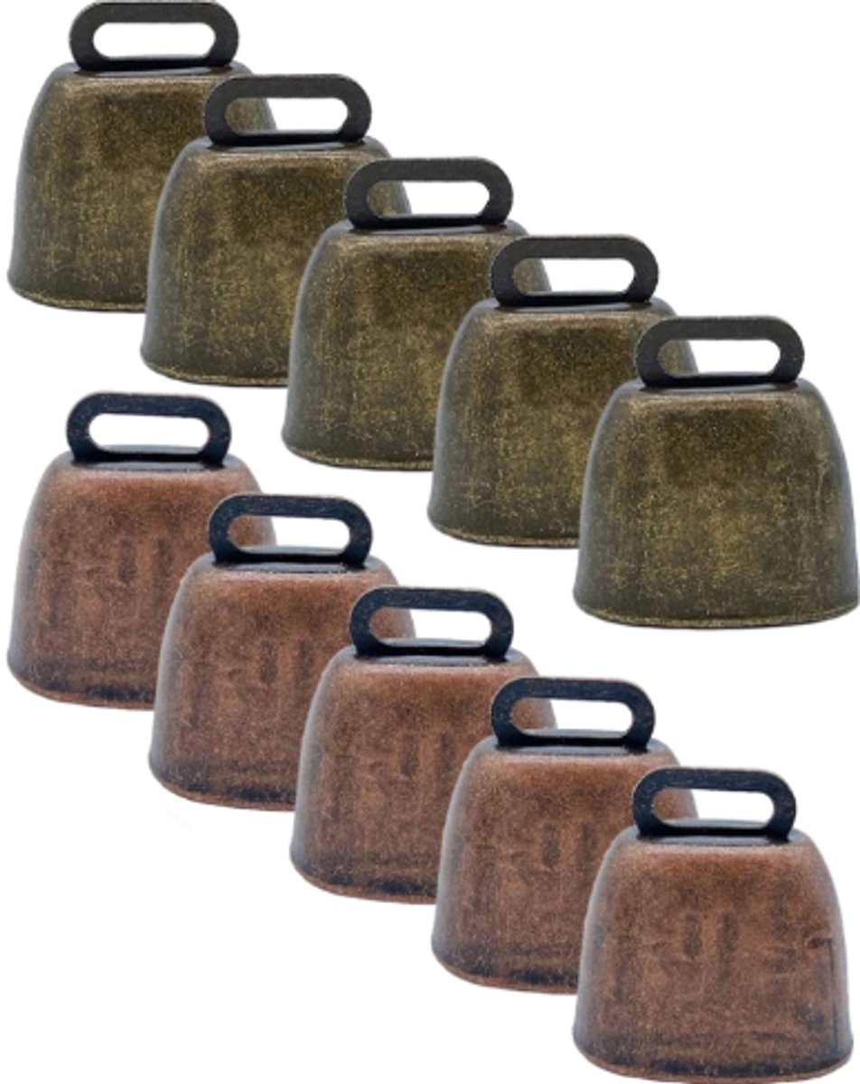 10 Pieces - Cowbell - Cowbells - Decorative Cowbells - Farm - Bell - Grazing Cowbell - Metal Cow Bell Bells - Goat Bell - Animal Gift - Bronze*5+red bronze*5 - Metal - 35*37mm 10 Pieces - Cowbell - Cowbells - Decorative Cowbells - Farm - Bell - Grazing Cowbell - Metal Cow Bell Bells - Goat Bell - Animal Gift - Bronze*5+red bronze*5 - Metal - 35*37mm