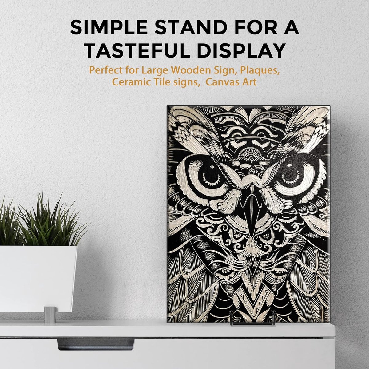 Plate stand - Photo frame stand - 18.5x10.5 cm (10 inch) - Holder - Decorative plates - Black - Display - Books - Hanger - Rack - Kitchen cabinet
