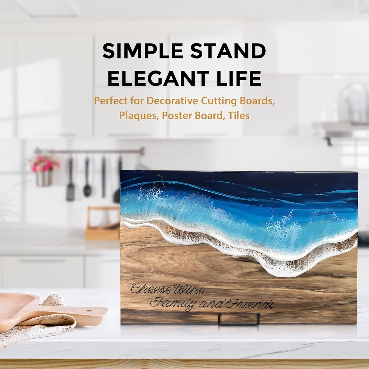Plate stand - Photo frame stand - 18.5x10.5 cm (10 inch) - Holder - Decorative plates - Black - Display - Books - Hanger - Rack - Kitchen cabinet