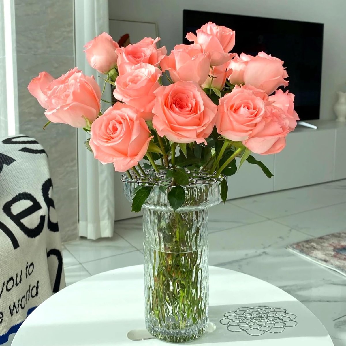Flower Arrangement Holder Set - 2 Pieces - Flower Stand - Stainless Steel - Metal Wire Flower Arranger - Reusable - Flower Arranging Tool - Flower Grid Organizer - Suitable for Vases