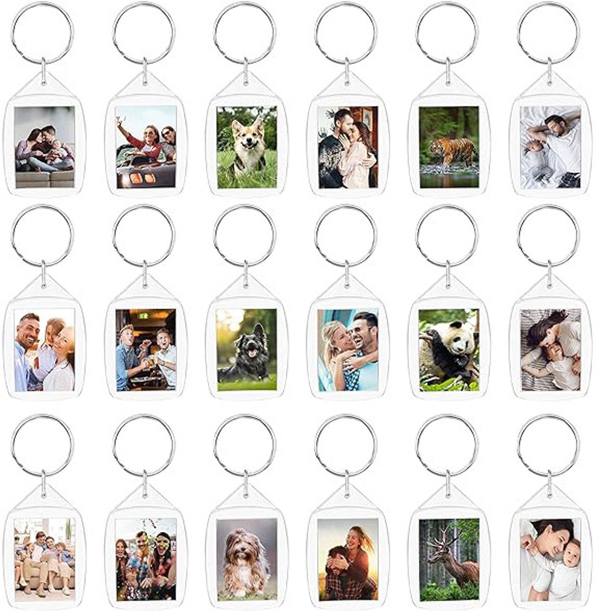 Empty Photo Frame Key Hangers - 37 Pieces - 3.4 x 5.4cm - Transparent Clear Acrylic Key Hangers for Double-Sided Photos - Small Picture Frames for Family
