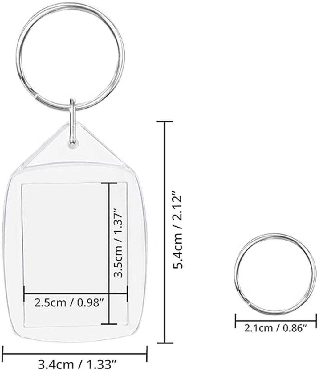 Empty Photo Frame Key Hangers - 37 Pieces - 3.4 x 5.4cm - Transparent Clear Acrylic Key Hangers for Double-Sided Photos - Small Picture Frames for Family