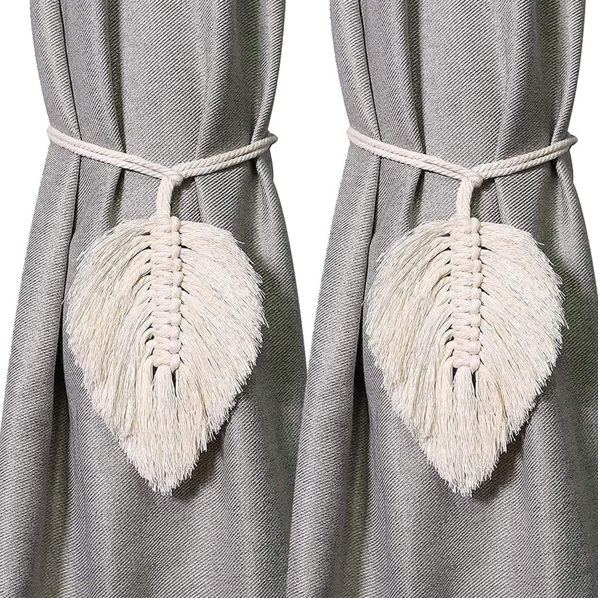Curtain Holder - 2 Pieces - Curtain Tie Back - Curtain Tie Rope - Curtain Tie Back Hook - Curtain Ties - Beige - 116 cm Long