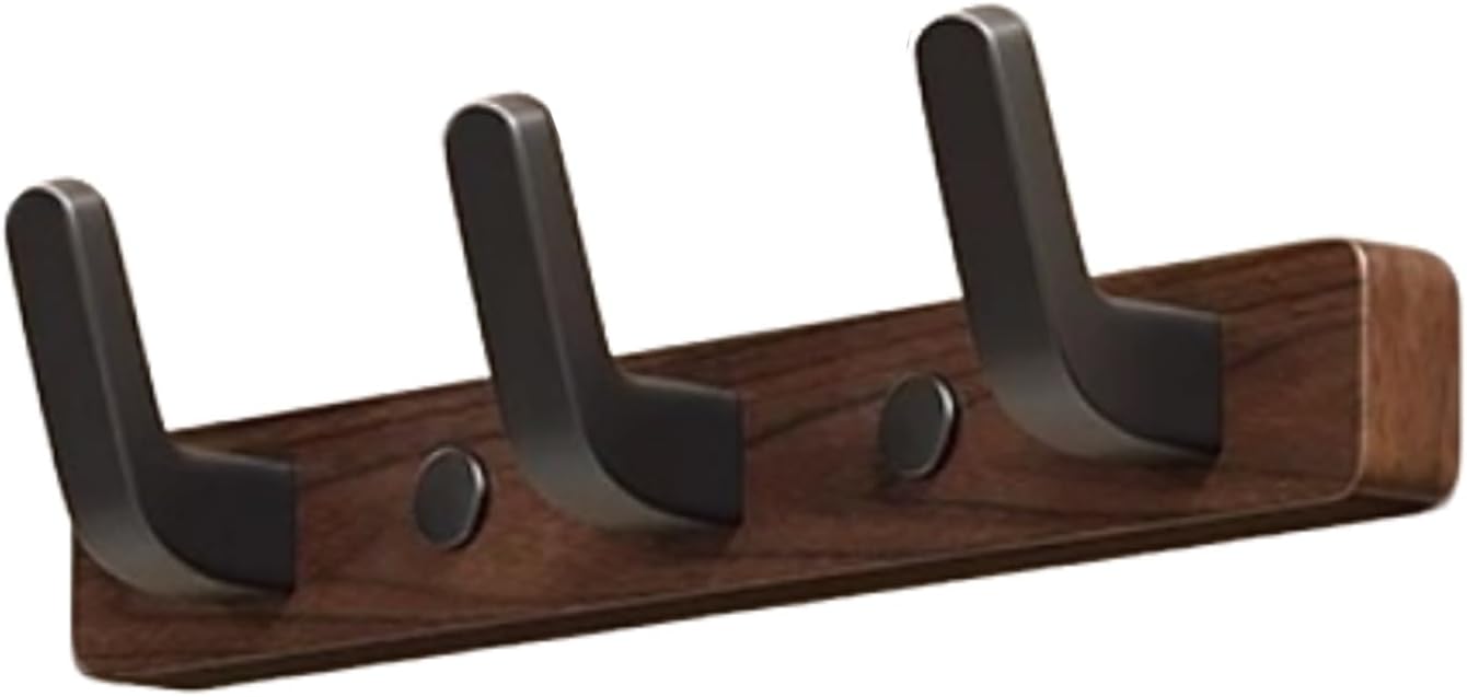 Coat rack - Wall coat rack - Coat rack with hooks - Storage rack - 25 × 3 cm - Wooden coat rack - Walnut - 3 hooks - Black Coat rack - Wall coat rack - Coat rack with hooks - Storage rack - 25 × 3 cm - Wooden coat rack - Walnut - 3 hooks - Black