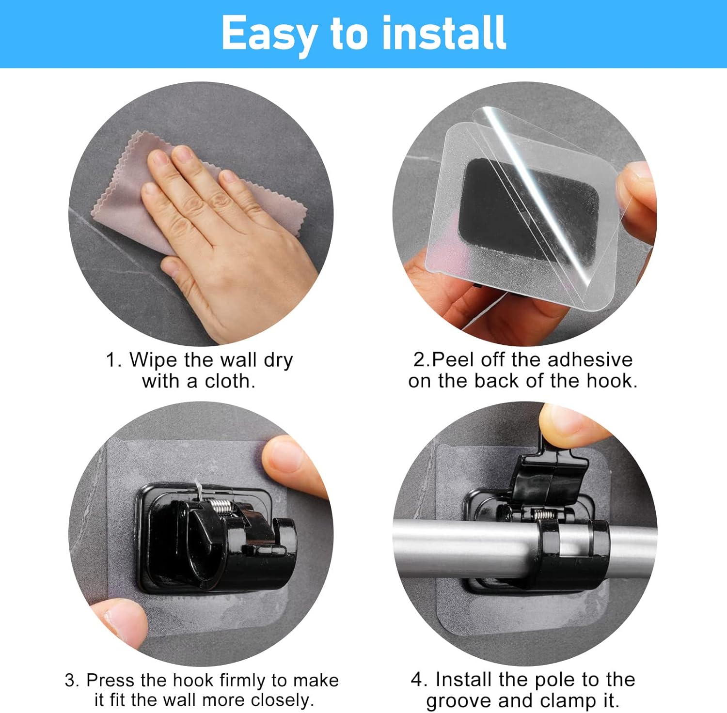 6 pcs Self-Adhesive Curtain Rod Holders