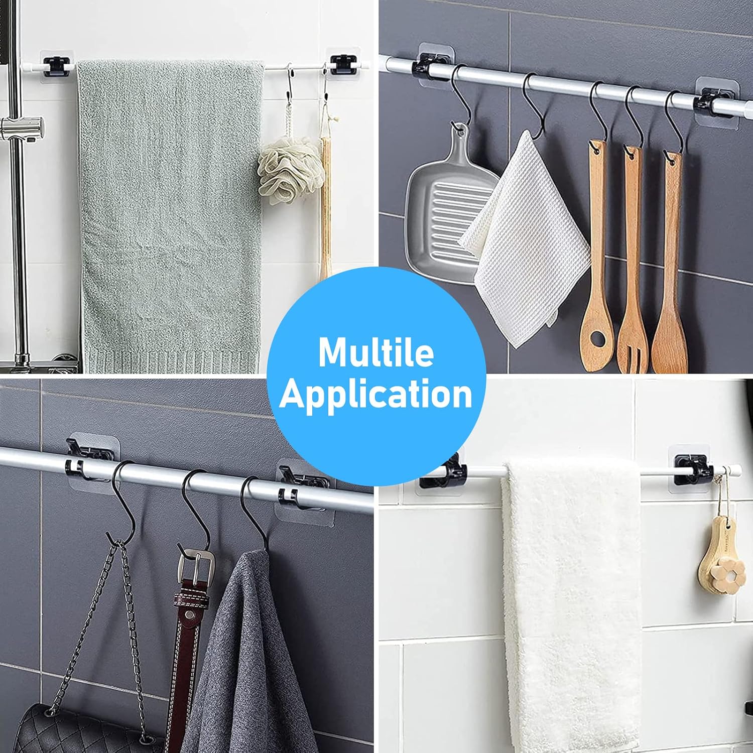 6 pcs Self-Adhesive Curtain Rod Holders