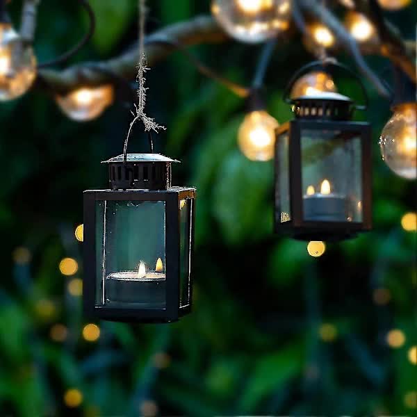 Black Candle Lanterns 6-Pack Vintage Style Indoor Outdoor Hanging Garden Lanterns for Tealights