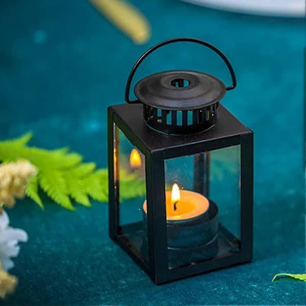 Black Candle Lanterns 6-Pack Vintage Style Indoor Outdoor Hanging Garden Lanterns for Tealights