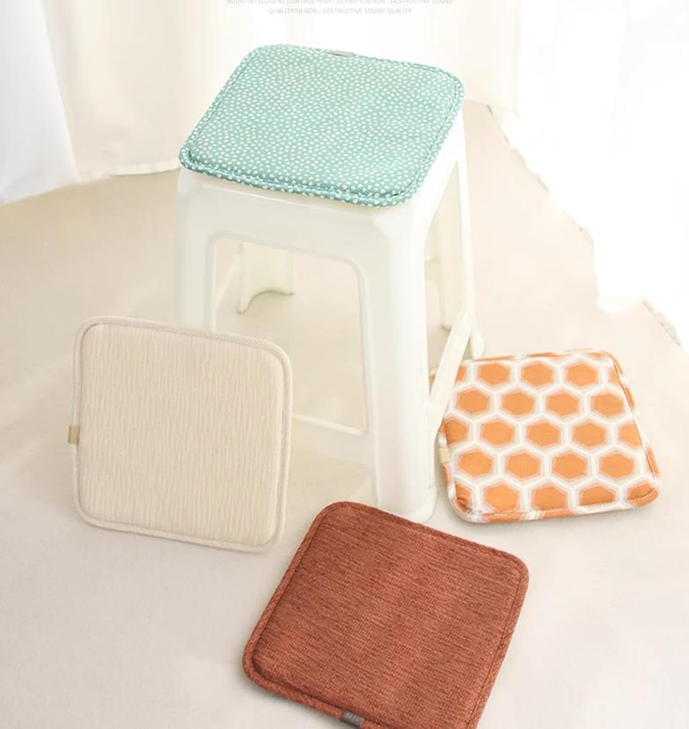 Square Bar Stool Seat Cushion with Ties 11 x 11 Inch Soft Comfort Stool Cushion Cover Barstool Cushion Seat Pad Set of 2 (11x11 inch