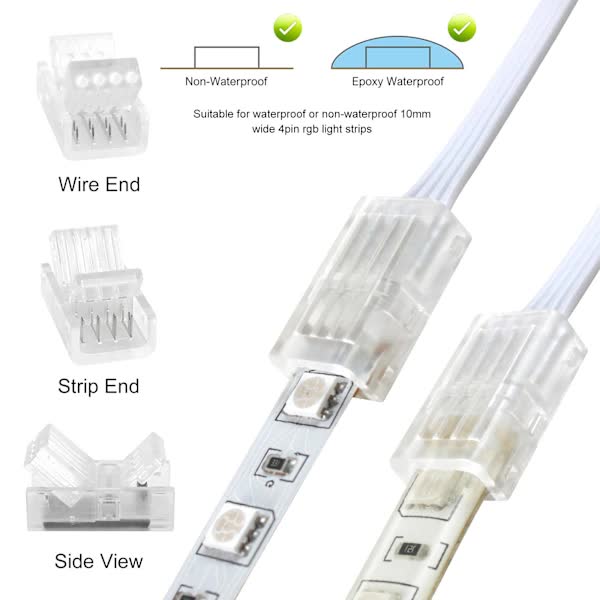 10mm RGB LED Strip Connector Kit 5-Pack with 10m Cable