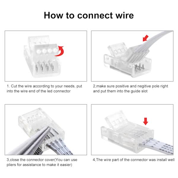 10mm RGB LED Strip Connector Kit 5-Pack with 10m Cable