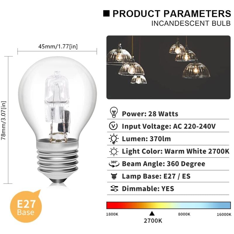 E27 Halogen Bulbs 6-Pack