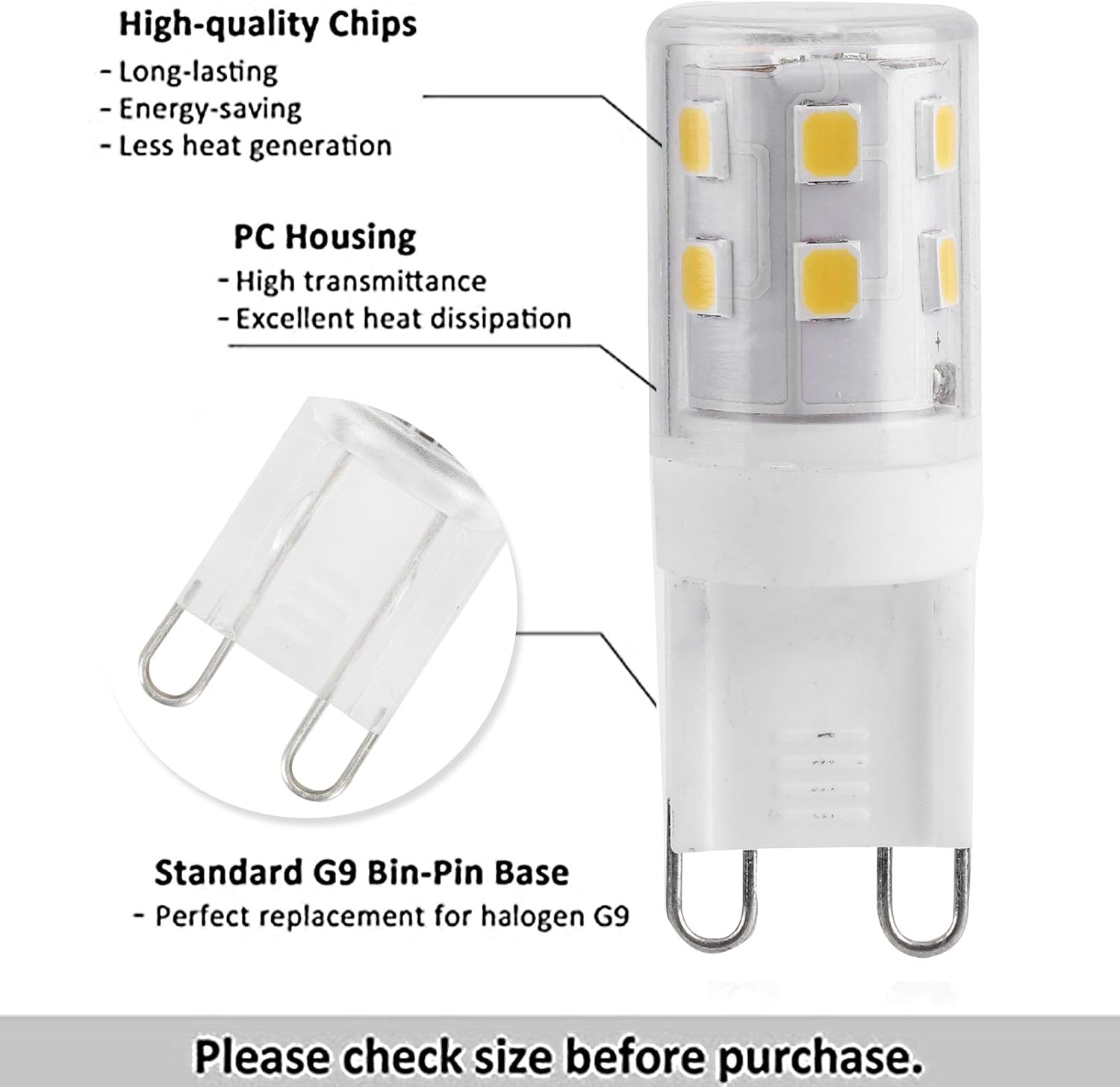 G9 LED Bulbs 2W 16-LED Mini Light Bulbs