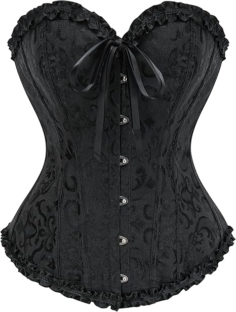 Black Lace Waist Push Up Corset Top Bustier Bodysuit Shapewear for Women