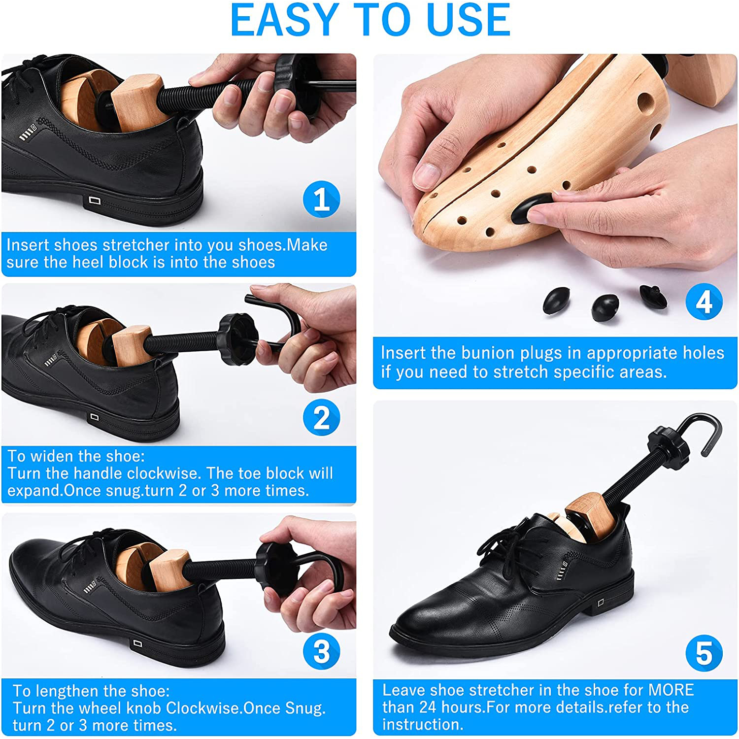 Wooden Shoe Stretcher 2 Pack for Yux 39-41 Compatible with Braun