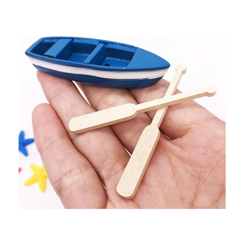 Miniature Dollhouse Rowing Boat with Oars