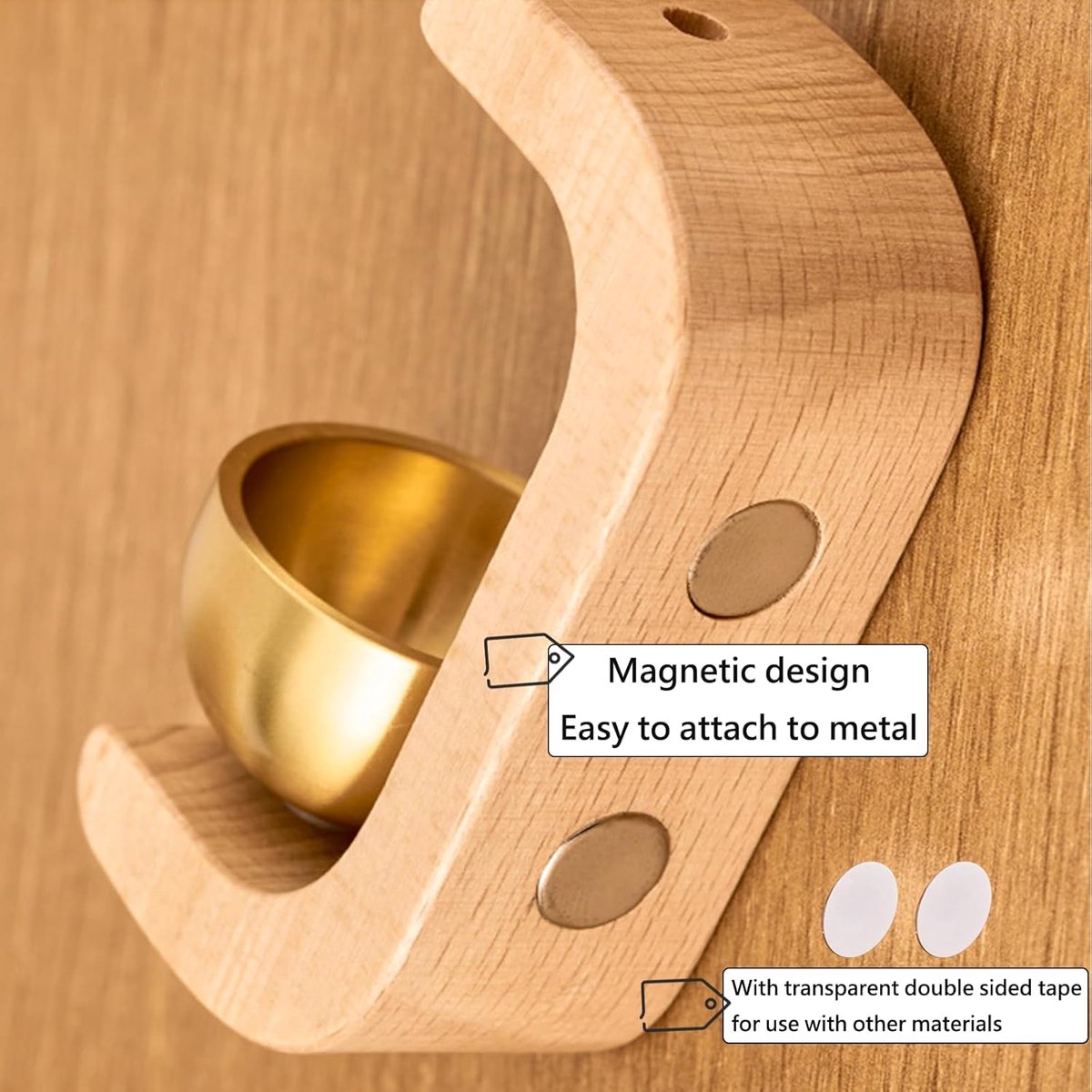 Wind Chime - Magnetic Wind Chime - Wooden Doorbell - Wooden Shop Bell - For Opening Doors (Dark Brown)