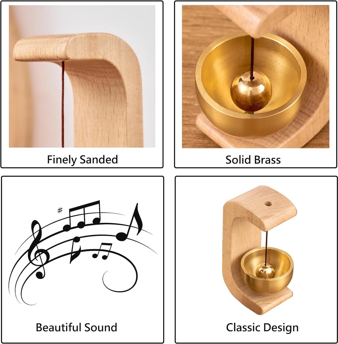 Wind Chime - Magnetic Wind Chime - Wooden Doorbell - Wooden Shop Bell - For Opening Doors (Dark Brown)