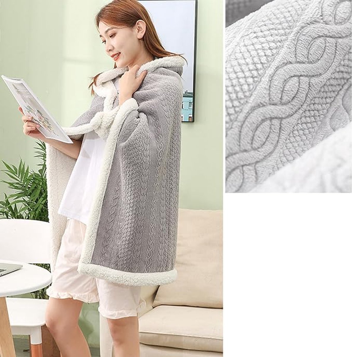 Scarf - Blanket - Warm Scarf - Soft and Lightweight - Comfortable and Breathable - Suitable for Daily Use - Ideal for Warm Scarves and Blankets for Women and Girls at Home(Grey)