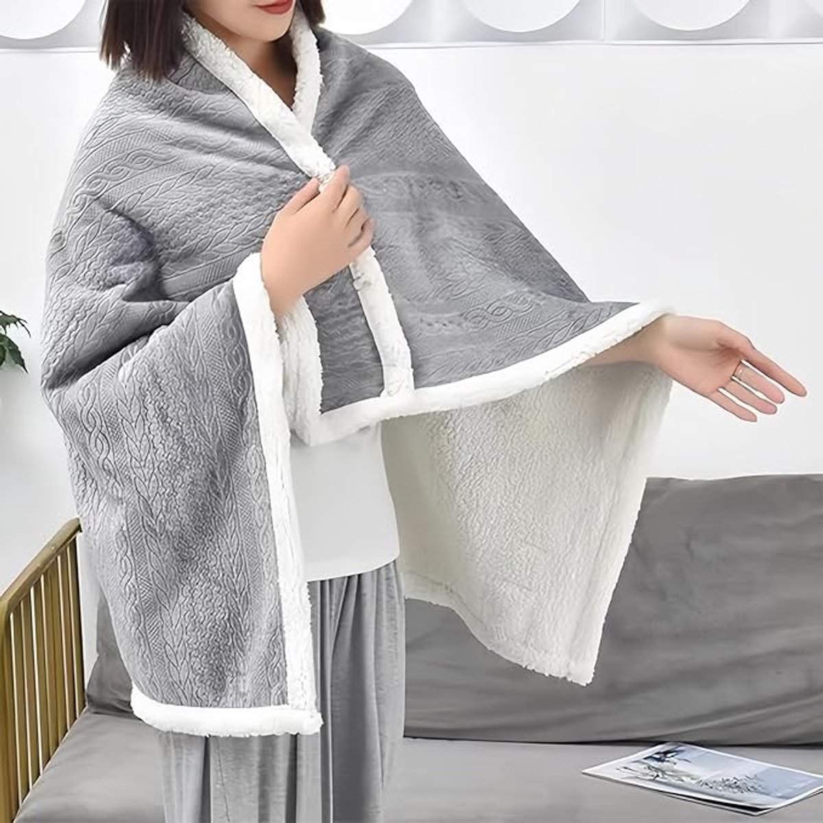 Scarf - Blanket - Warm Scarf - Soft and Lightweight - Comfortable and Breathable - Suitable for Daily Use - Ideal for Warm Scarves and Blankets for Women and Girls at Home(Grey)