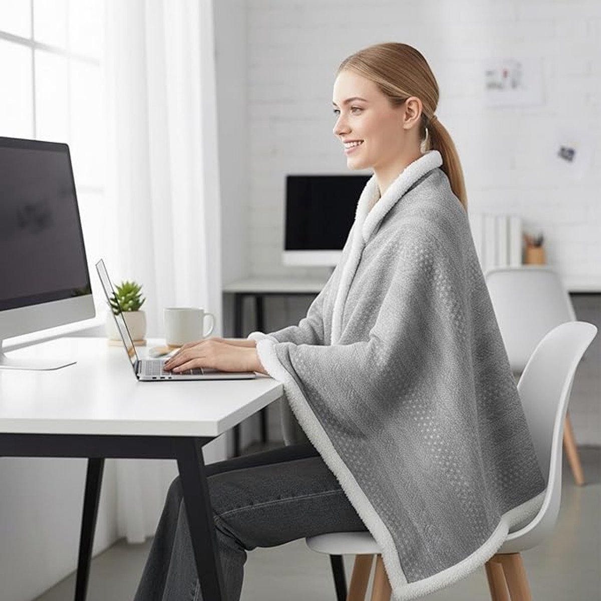 Scarf - Blanket - Warm Scarf - Soft and Lightweight - Comfortable and Breathable - Suitable for Daily Use - Ideal for Warm Scarves and Blankets for Women and Girls at Home(Grey)