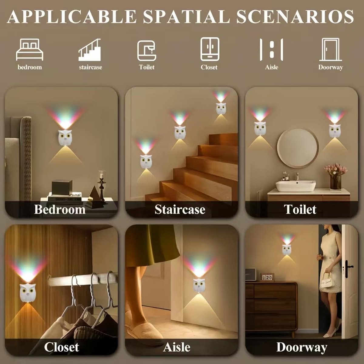 Night Light - Mood Lamp - LED Lighting - Night Lamp - LED Cabinet Light and Stair Light with Sensor - Two-tone - USB Rechargeable Night Light - Magnetic Mounting - For Children%27s Room
