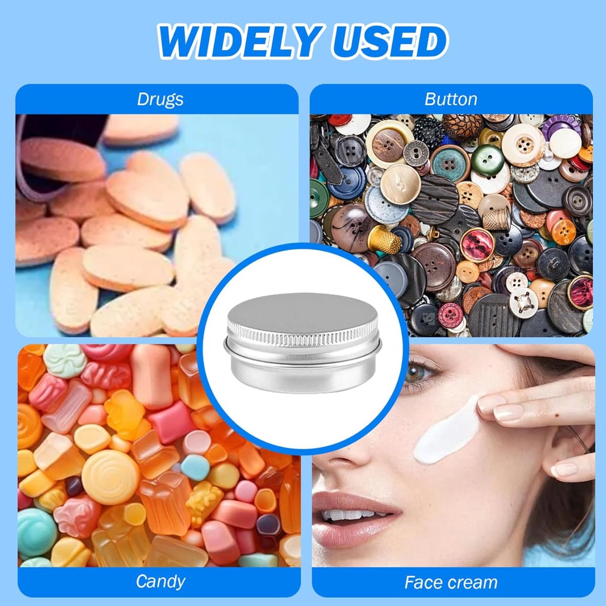 Small Tins with Lids - Pack of 20 - Dispensing Containers - 20ml Reusable Aluminum Tins and Refillable Small Tins with Screw Cap