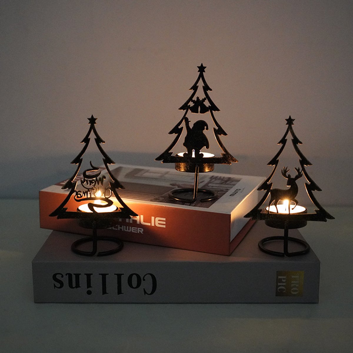 Candle Holder - Metal Candle Holder - Set of 3 - Candle Holder - Suitable for Christmas