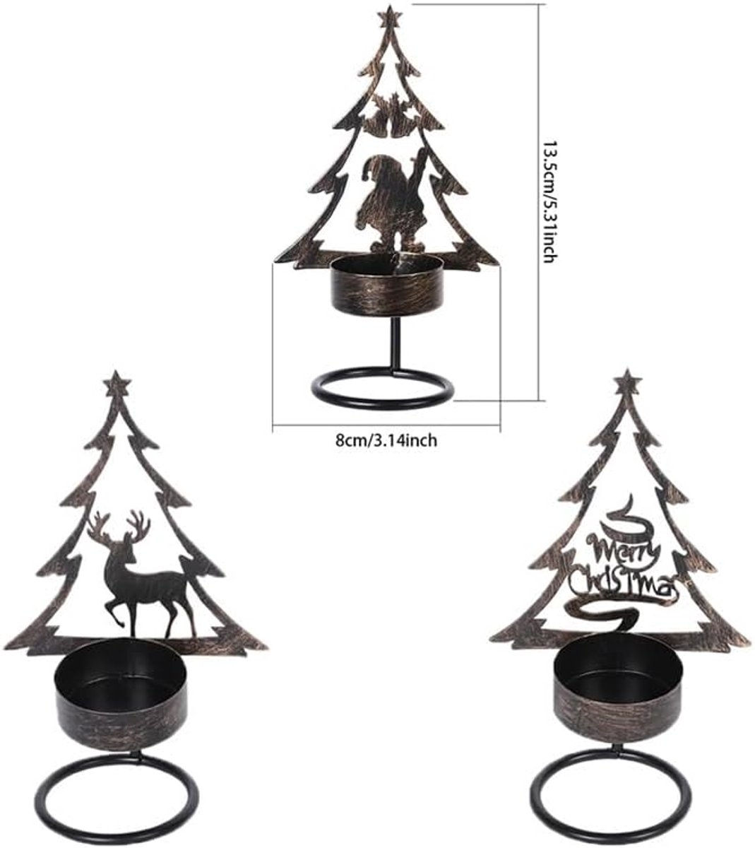 Candle Holder - Metal Candle Holder - Set of 3 - Candle Holder - Suitable for Christmas