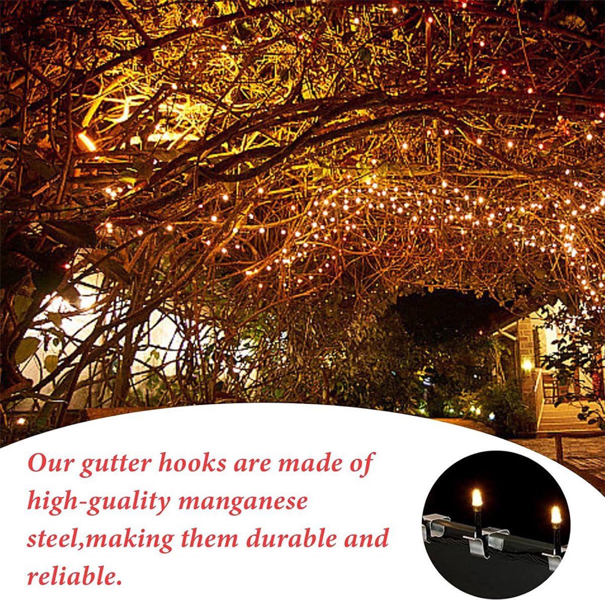 Pack of 100 pieces - Christmas light hooks - Hooks for outdoor lighting - Christmas light clips - Hanging hooks for Christmas lights